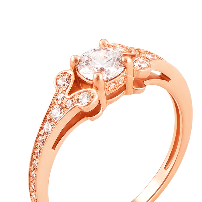 Золотое кольцо с фианитами. Артикул 12242