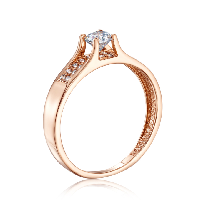 Золотое кольцо с фианитами. Артикул 12244