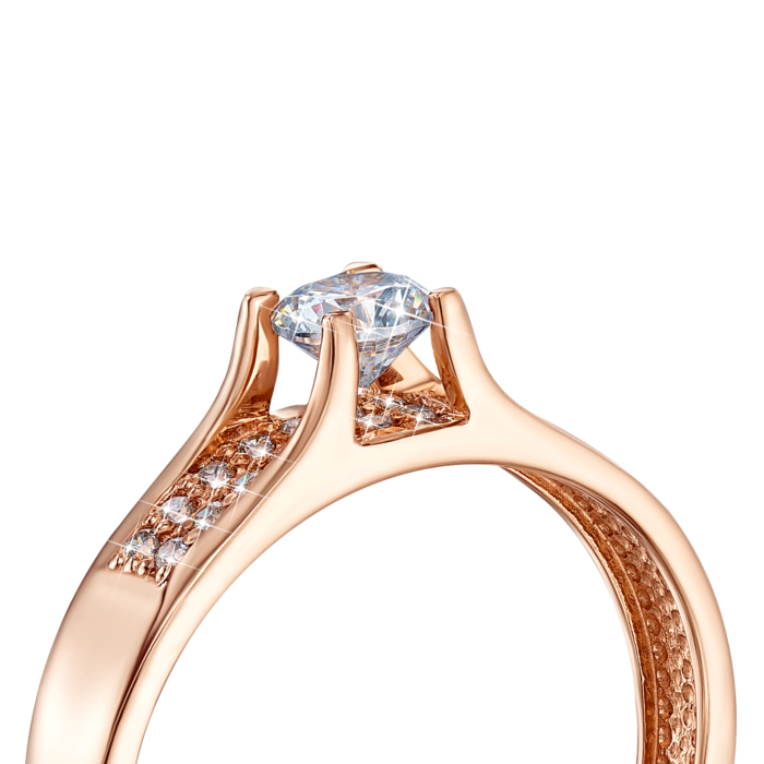 Золотое кольцо с фианитами. Артикул 12244