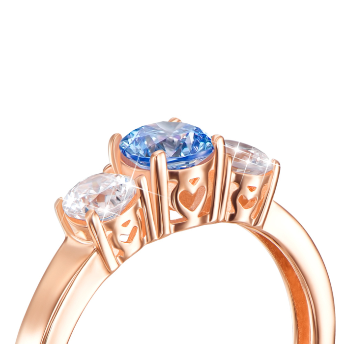 Золотое кольцо с фианитом S. Артикул 12245/01/0/1393