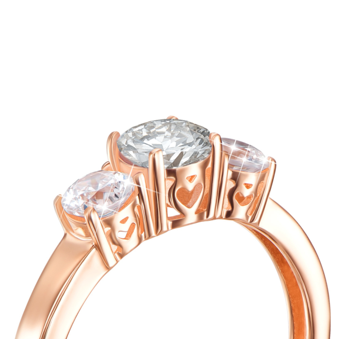 Золотое кольцо с фианитами. Артикул 12245