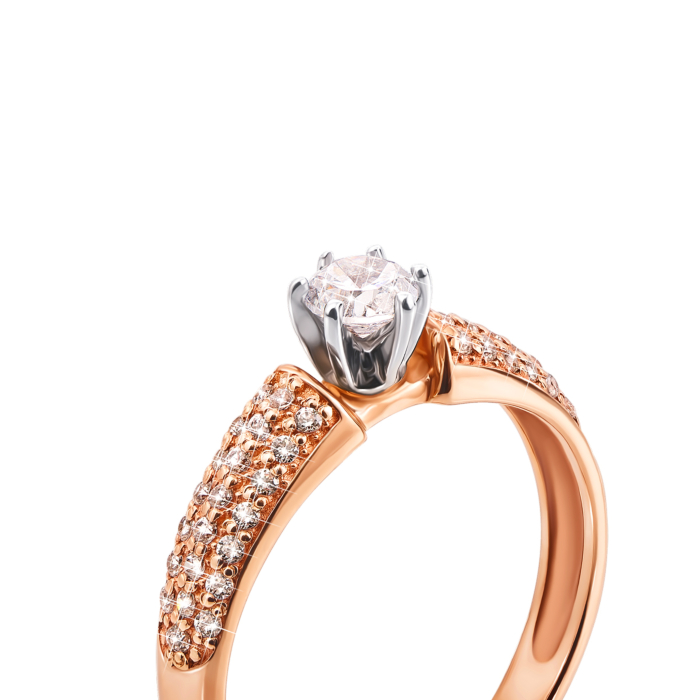 Золотое кольцо с фианитами. Артикул 12259