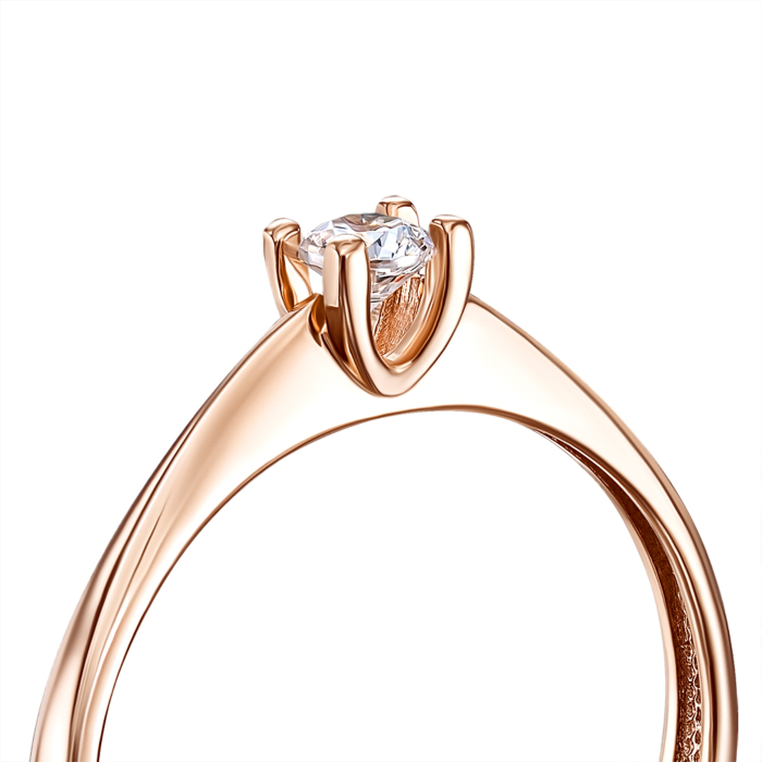 Золотое кольцо с фианитом. Артикул 12269