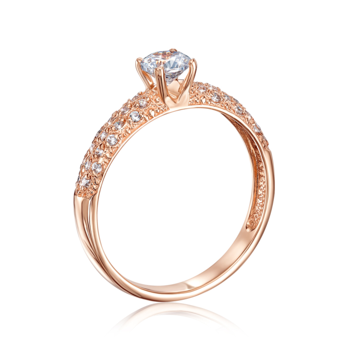 Золота каблучка з фіанітами. Артикул 12275