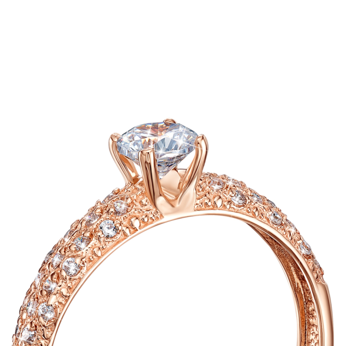 Золота каблучка з фіанітами. Артикул 12275