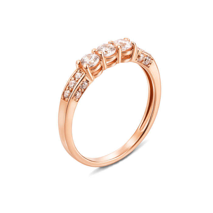 Золотое кольцо с фианитами. Артикул 12292