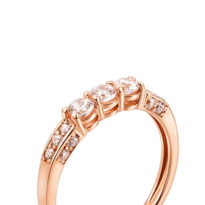 Золотое кольцо с фианитами. Артикул 12292