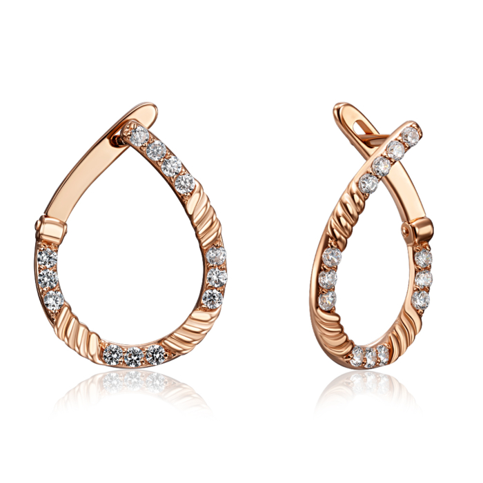 Золоті сережки з фіанітами. Артикул 22959/01/0/46