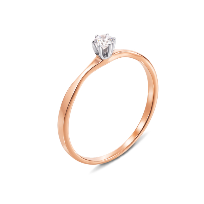 Золотое кольцо с фианитом. Артикул 12296 с