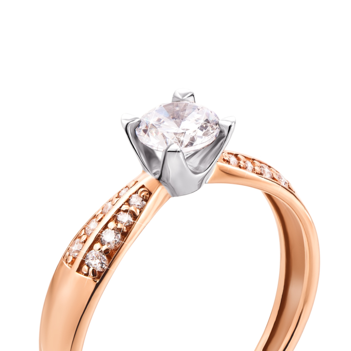 Золотое кольцо с фианитами. Артикул 12315