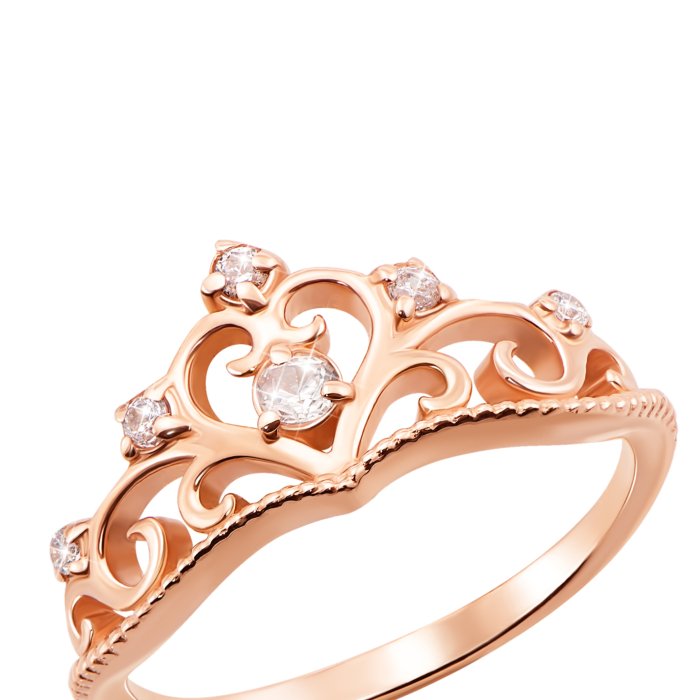 Золотое кольцо «Корона» с фианитами. Артикул 12337