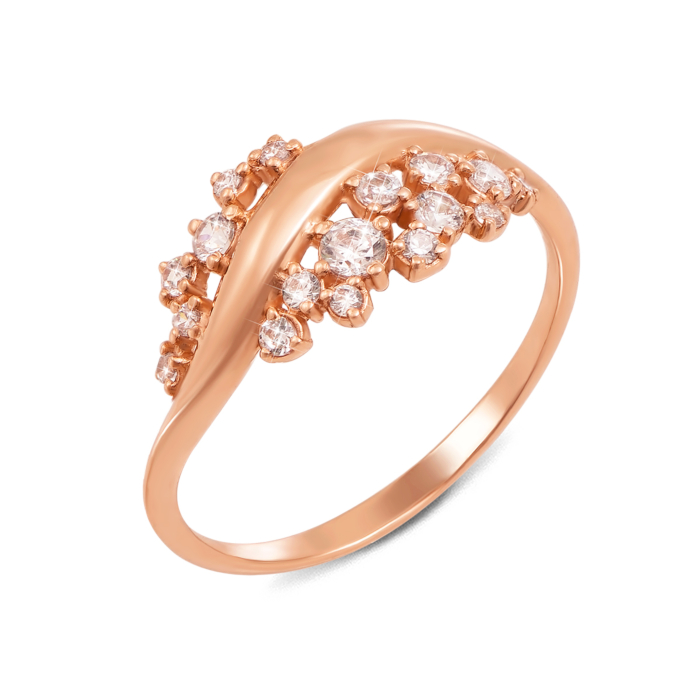 Золотое кольцо с фианитами. Артикул 12345 с