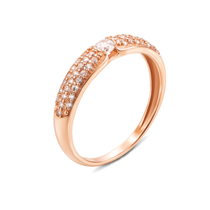 Золота каблучка з фіанітами. Артикул 12350
