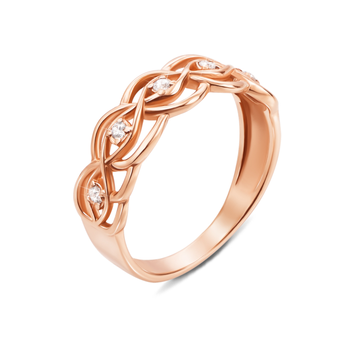 Золотое кольцо с фианитами. Артикул 12391 с