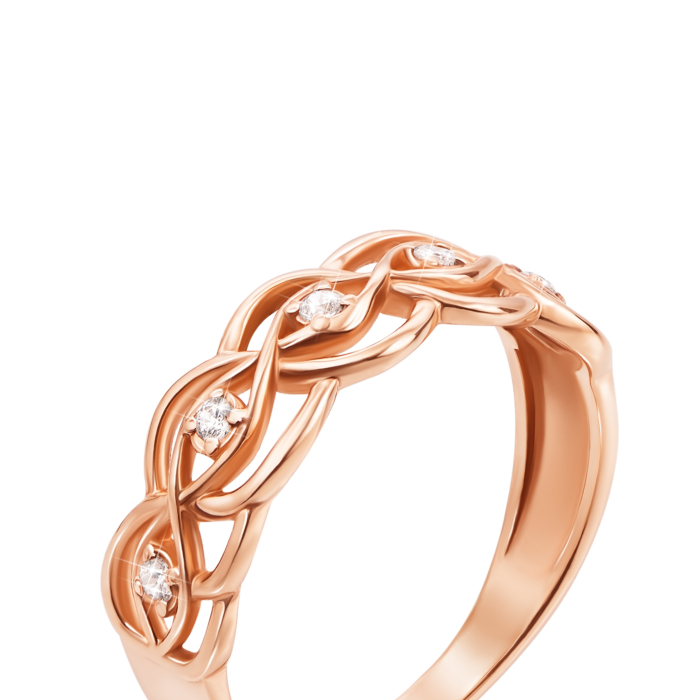 Золотое кольцо с фианитами. Артикул 12391 с