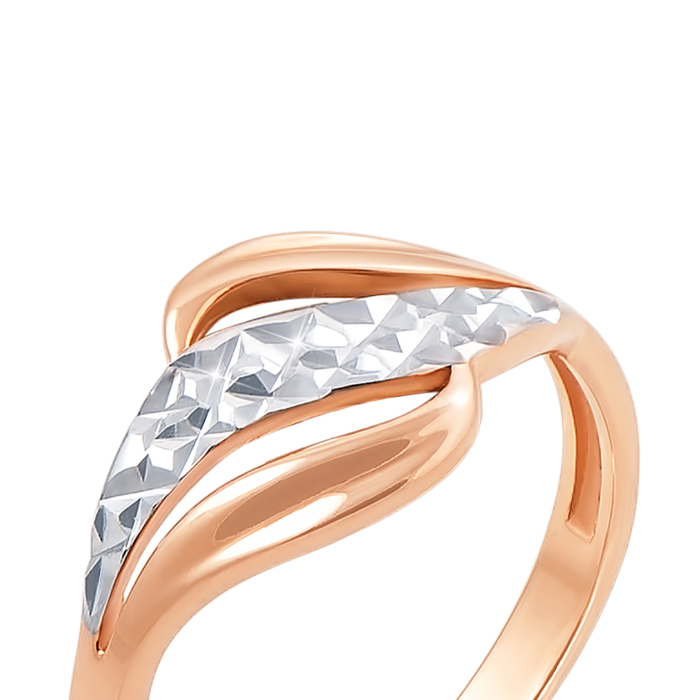 Золота каблучка з алмазною гранню. Артикул 12394 с