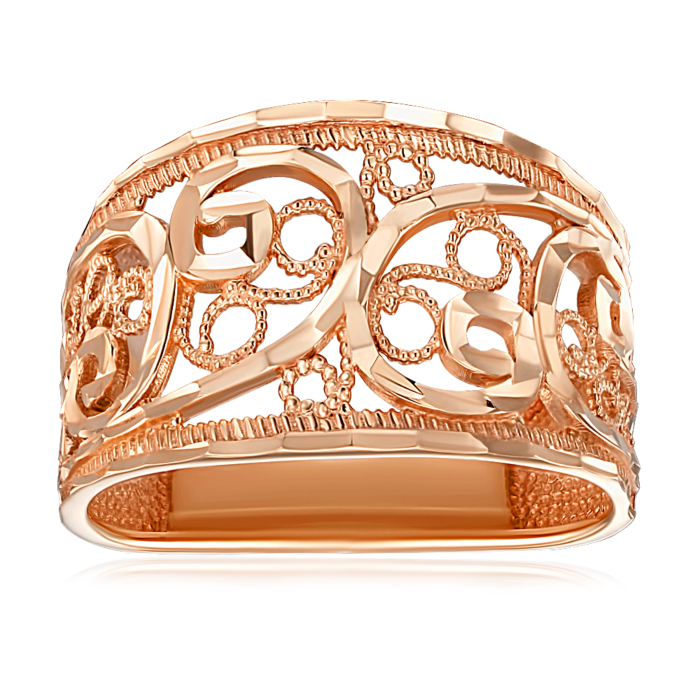 Золотое кольцо с алмазной гранью. Артикул 12422 с