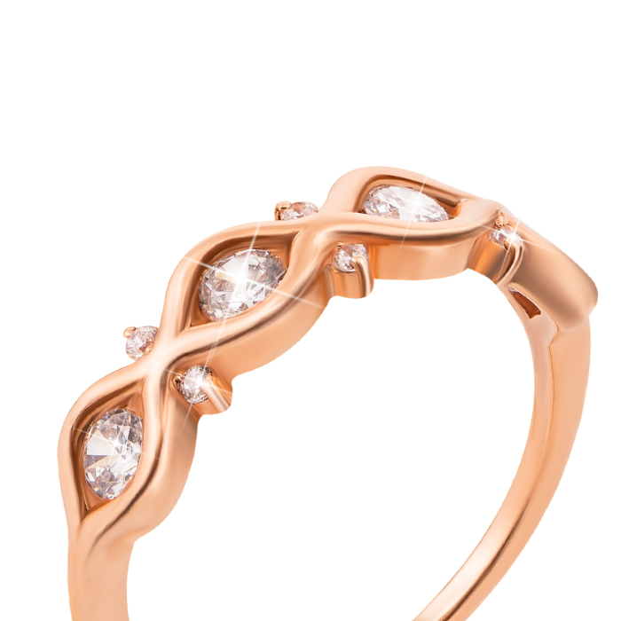 Золота каблучка з фіанітами. Артикул 12417