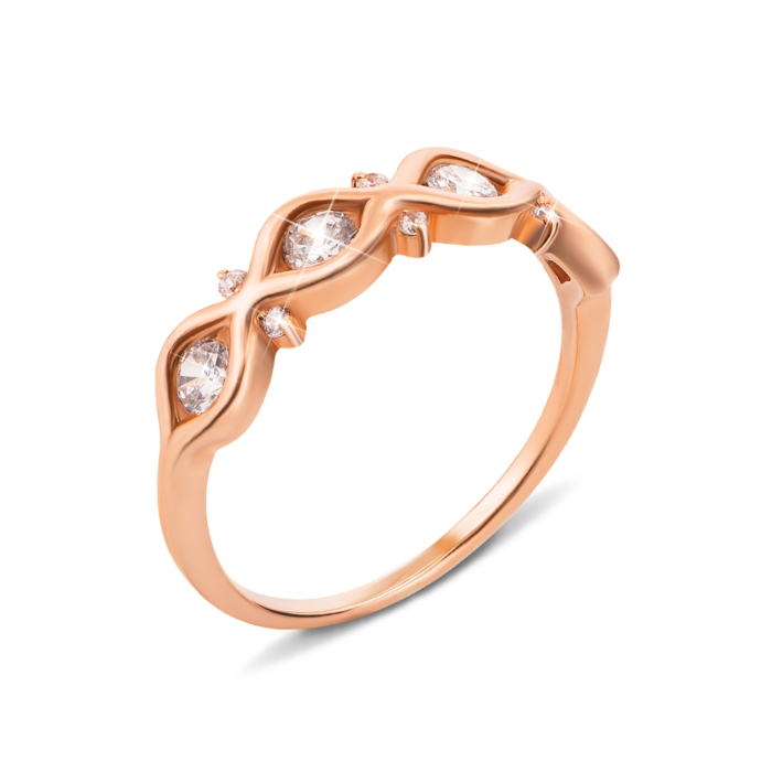 Золота каблучка з фіанітами. Артикул 12417