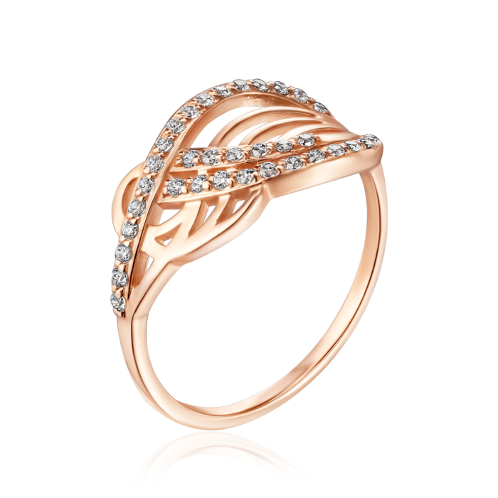 Золота каблучка з фіанітами. Артикул 12452