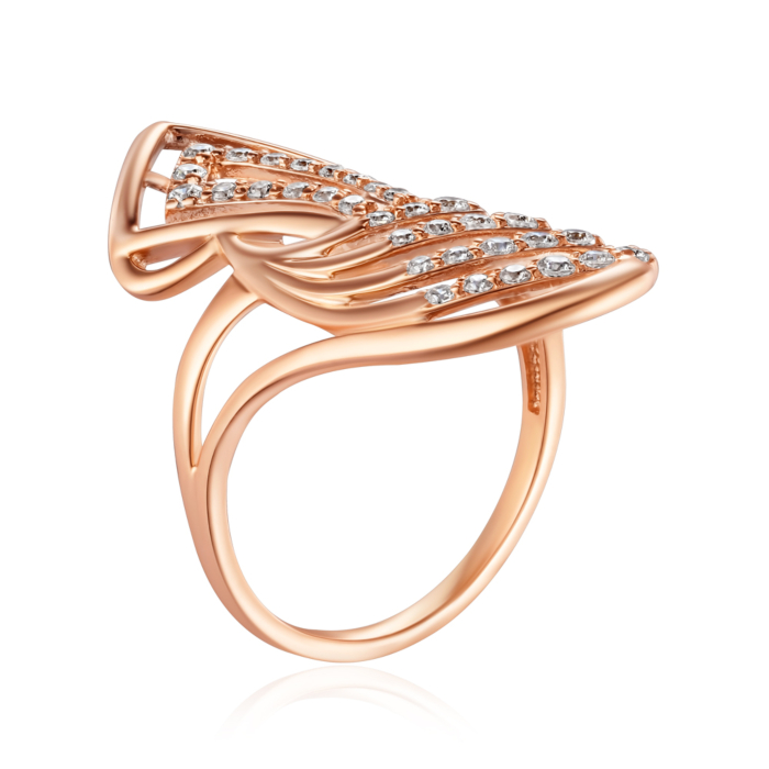 Золотое кольцо с фианитами. Артикул 12476