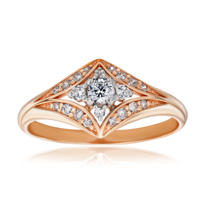 Золота каблучка з фіанітами. Артикул 12483 с