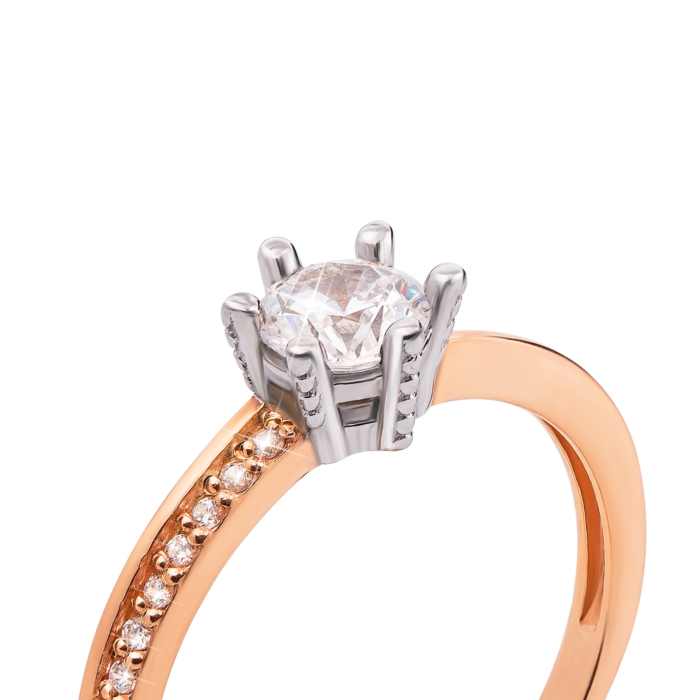 Золотое кольцо с фианитами. Артикул 12488