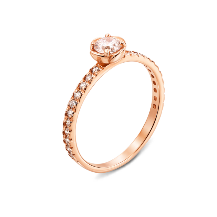 Золотое кольцо с фианитами. Артикул 12493