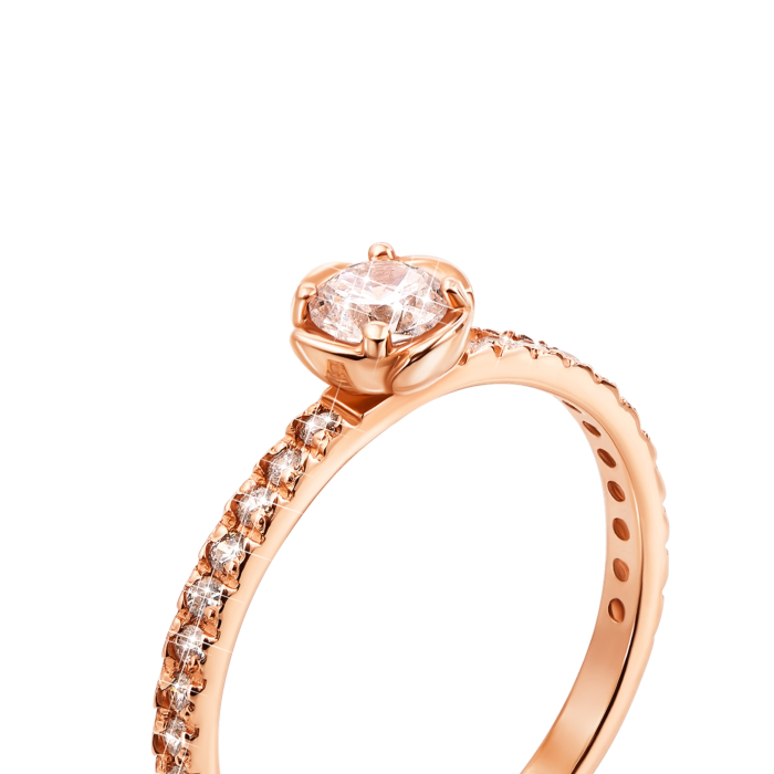 Золотое кольцо с фианитами. Артикул 12493