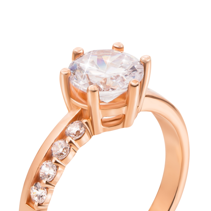 Золотое кольцо с фианитами. Артикул 12512