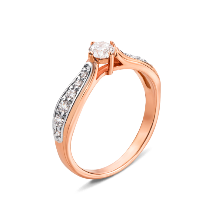 Золотое кольцо с фианитами. Артикул 12526 с