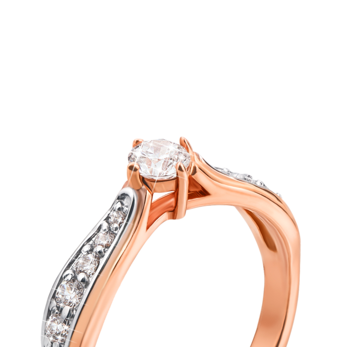 Золотое кольцо с фианитами. Артикул 12526 с