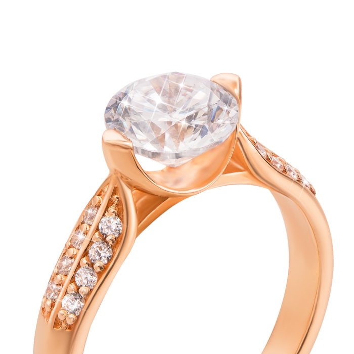 Золотое кольцо с фианитами. Артикул 12535