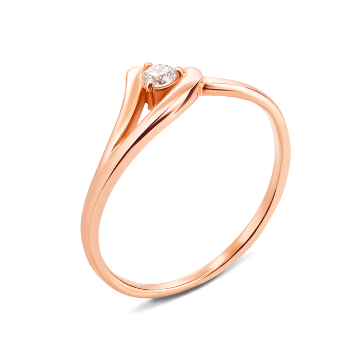 Золотое кольцо с фианитом. Артикул 12547