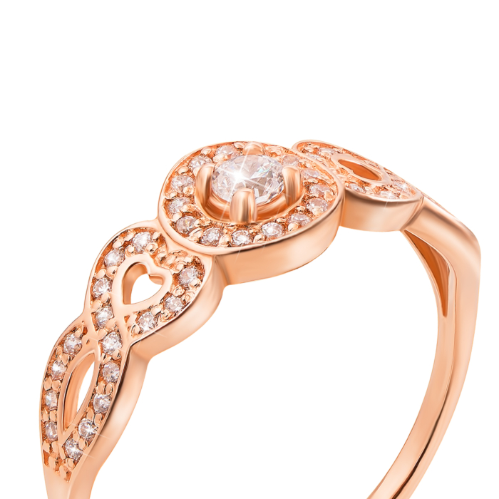 Золотое кольцо с фианитами. Артикул 12554