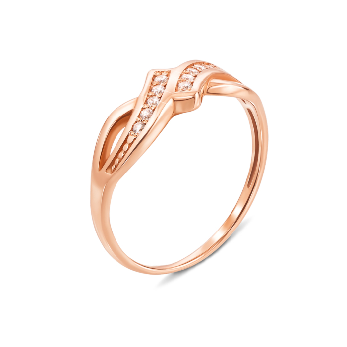 Золота каблучка з фіанітами. Артикул 12564