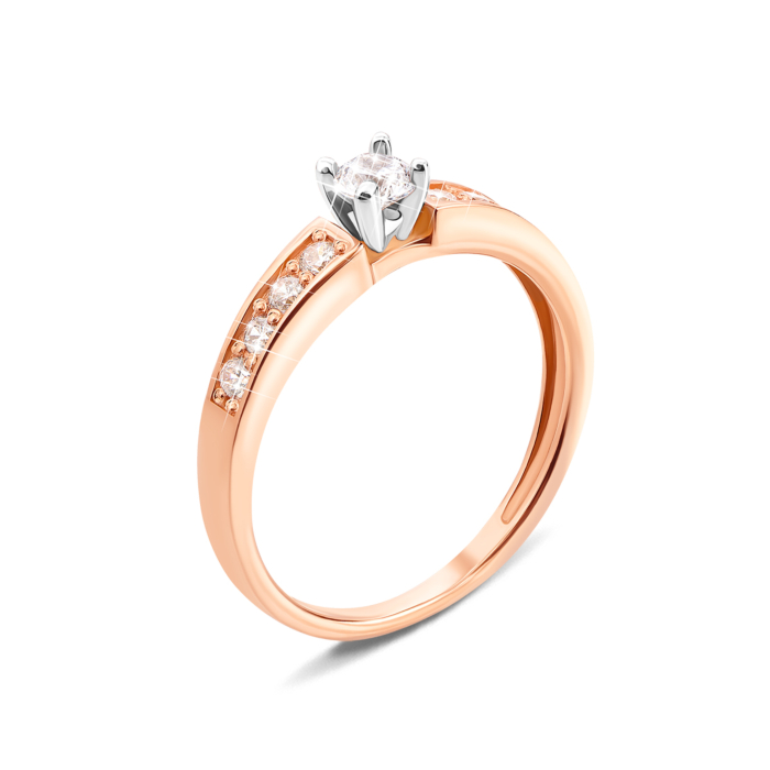 Золотое кольцо с фианитами. Артикул 12573 с