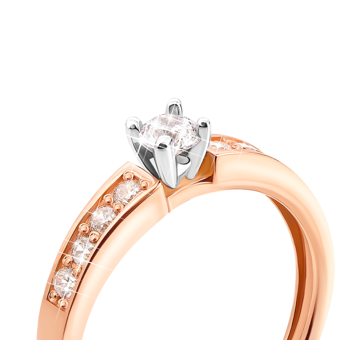 Золотое кольцо с фианитами. Артикул 12573 с