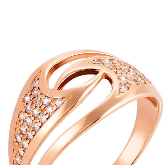 Золота каблучка з фіанітами. Артикул 12582