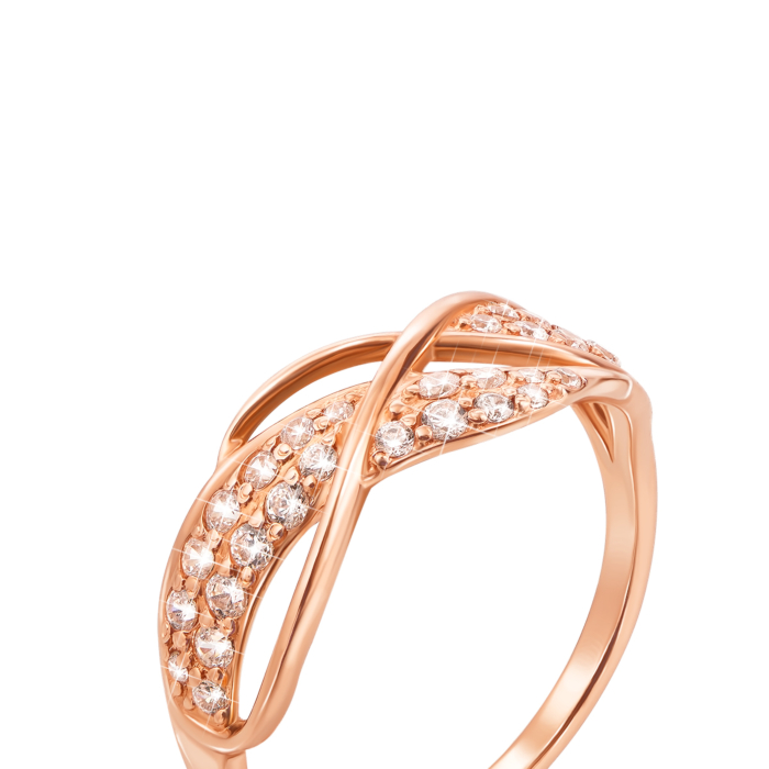 Золота каблучка з фіанітами. Артикул 12583