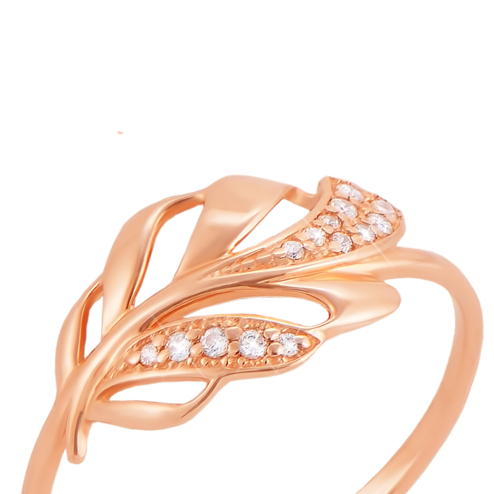 Золотое кольцо с фианитами. Артикул 12596 с п