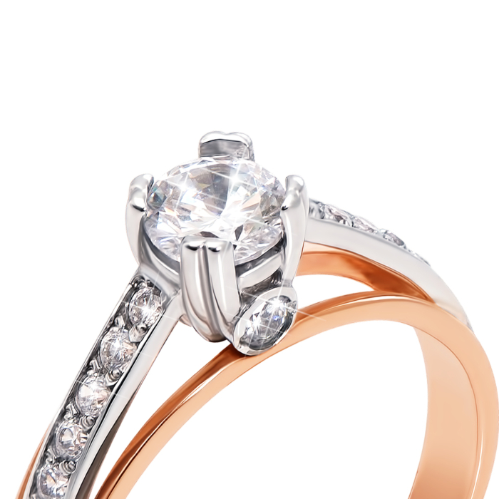 Золотое кольцо с фианитами. Артикул 12603 с