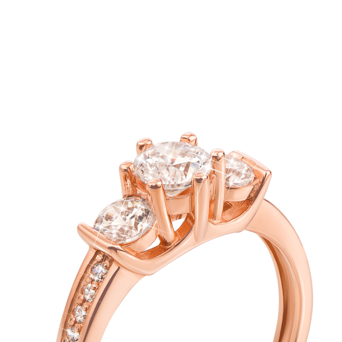 Золотое кольцо с фианитами. Артикул 12606