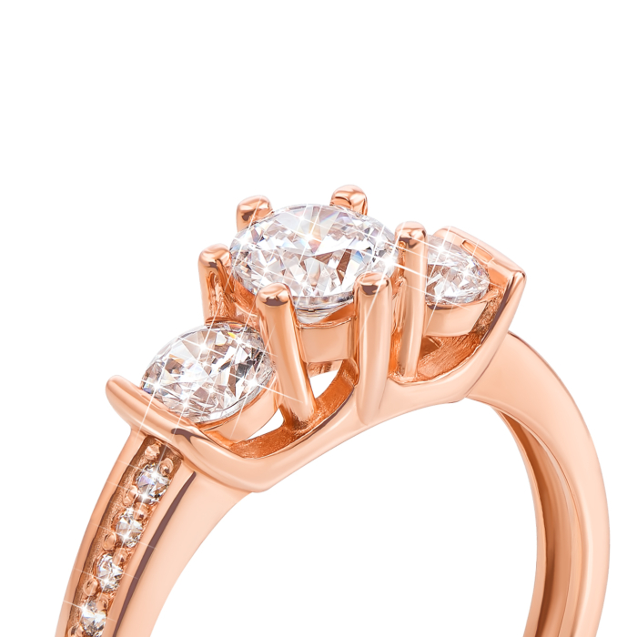 Золота каблучка з фіанітами S Zirconia. Артикул 12606/SW