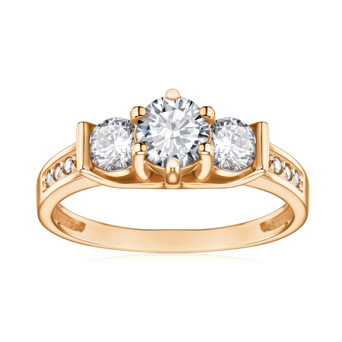 Золотое кольцо с фианитами. Артикул 12606