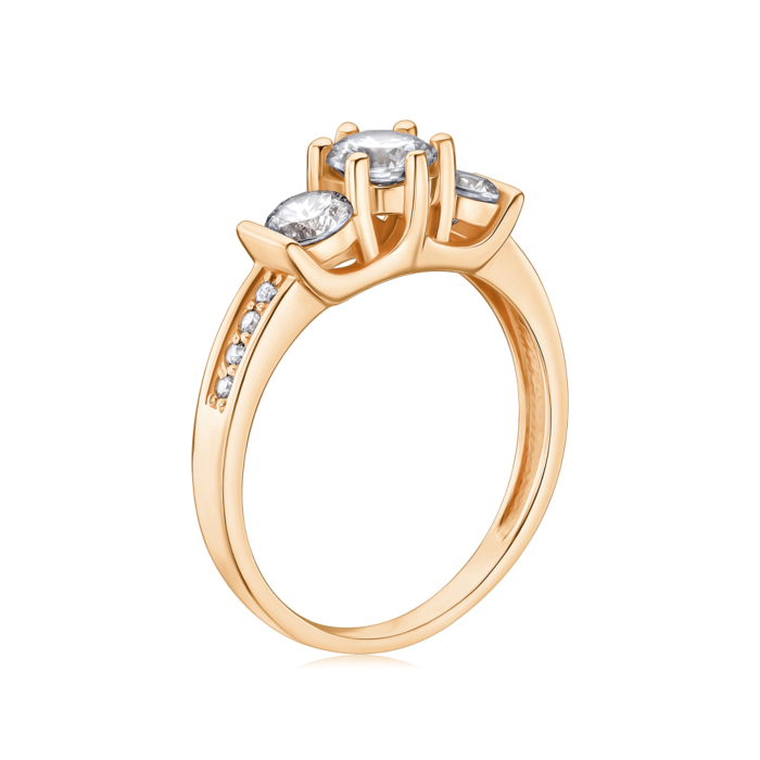 Золота каблучка з фіанітами. Артикул 12606