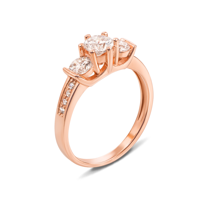 Золотое кольцо с фианитами. Артикул 12606