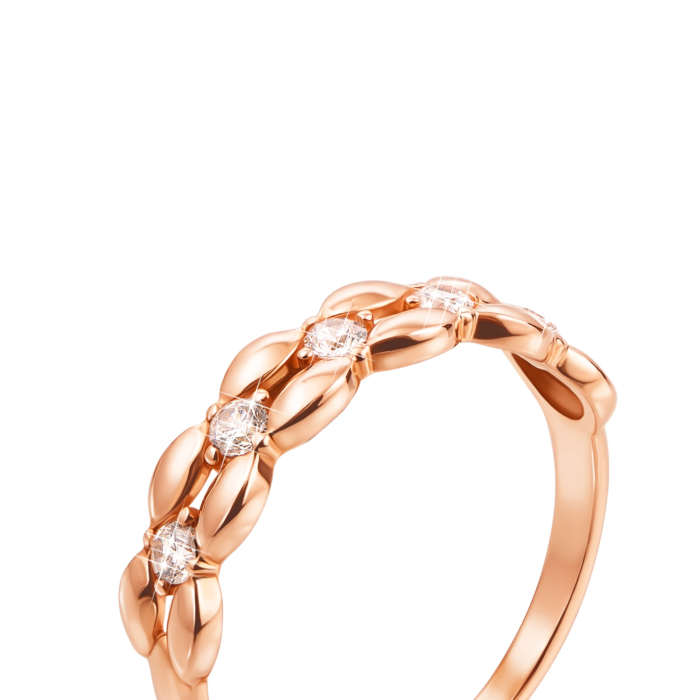 Золотое кольцо с фианитами. Артикул 12611 с