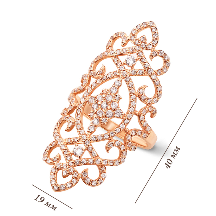 Фалангова золота каблучка з фіанітами. Артикул 12625