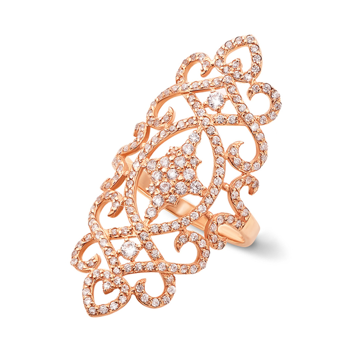 Фалангова золота каблучка з фіанітами. Артикул 12625